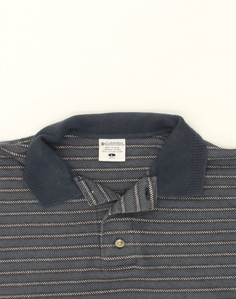 COLUMBIA Mens Polo Shirt Large Grey Striped Cotton | Vintage Columbia | Thrift | Second-Hand Columbia | Used Clothing | Messina Hembry 