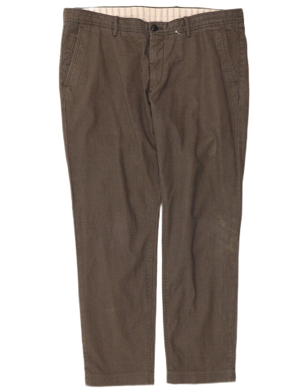 Massimo Dutti Mens Chino Trousers EU 46 XL W36 L28 Khaki Check