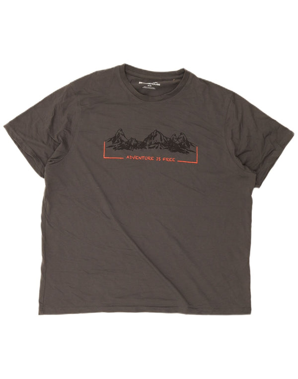 Mountain Warehouse Mens Graphic T-Shirt Top XL Grey Cotton