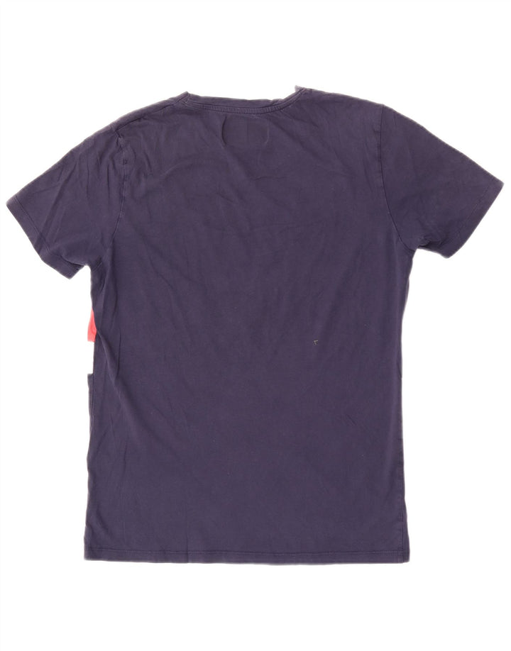 Jack & Jones Mens Graphic T-Shirt Top Large Navy Blue Colourblock