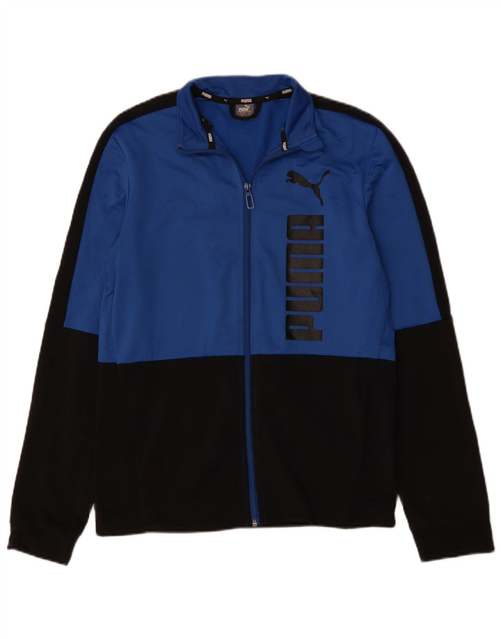 Puma Boys Graphic Tracksuit Top Jacket 15-16 Years Blue Colourblock
