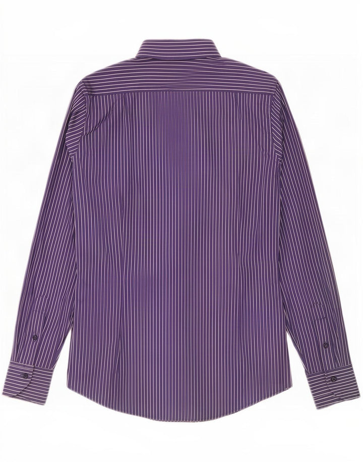 Benetton Mens Shirt Medium Navy Blue Pinstripe