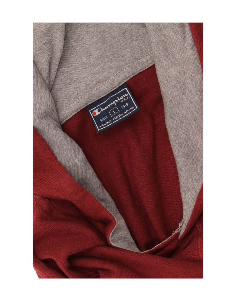 CHAMPION Mens Hooded Graphic T-Shirt Top Large Burgundy Cotton Vintage Champion and Second-Hand Champion from Messina Hembry 
