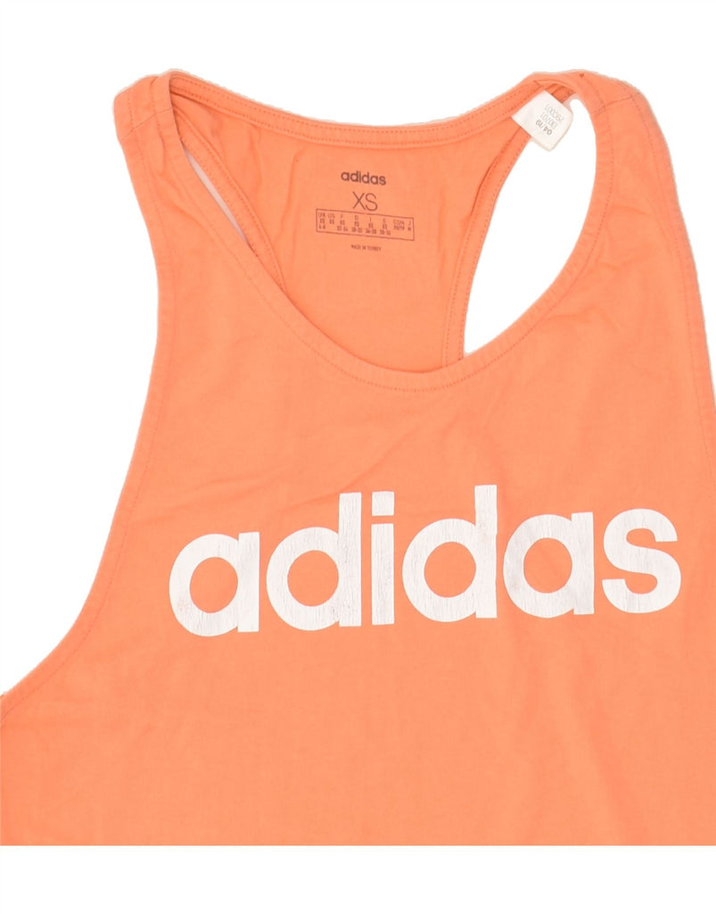 ADIDAS Womens Graphic Vest Top UK 6 XS Orange Cotton | Vintage Adidas | Thrift | Second-Hand Adidas | Used Clothing | Messina Hembry 