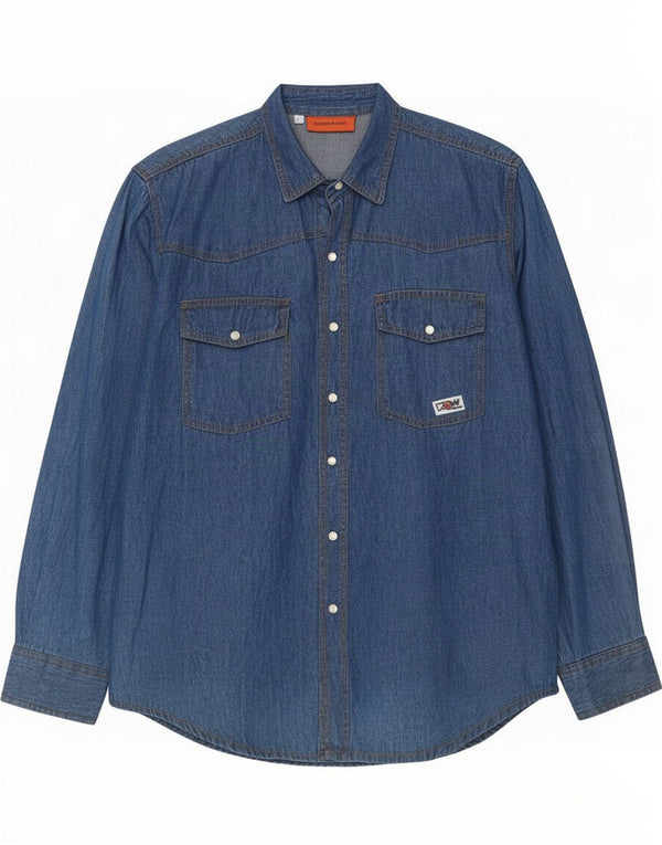 Kappa Mens Denim Shirt Medium Navy Blue Cotton