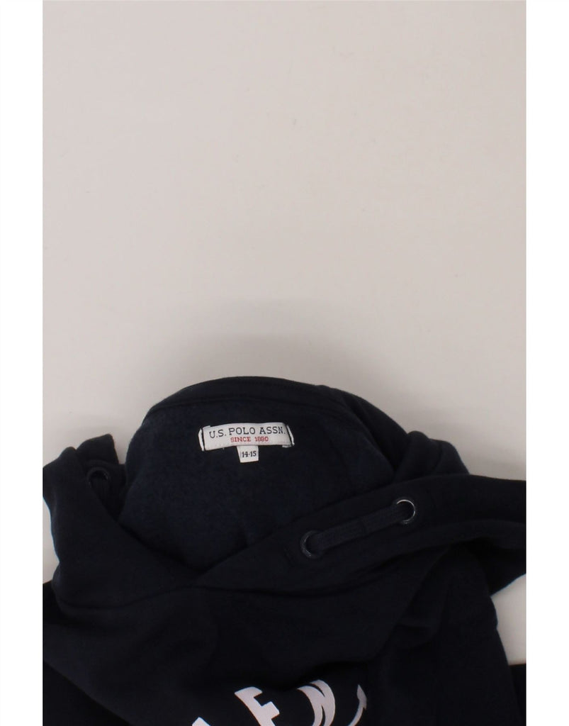 U.S. POLO ASSN. Boys Graphic Hoodie Jumper 14-15 Years Navy Blue Cotton Vintage U.S. Polo Assn. and Second-Hand U.S. Polo Assn. from Messina Hembry 