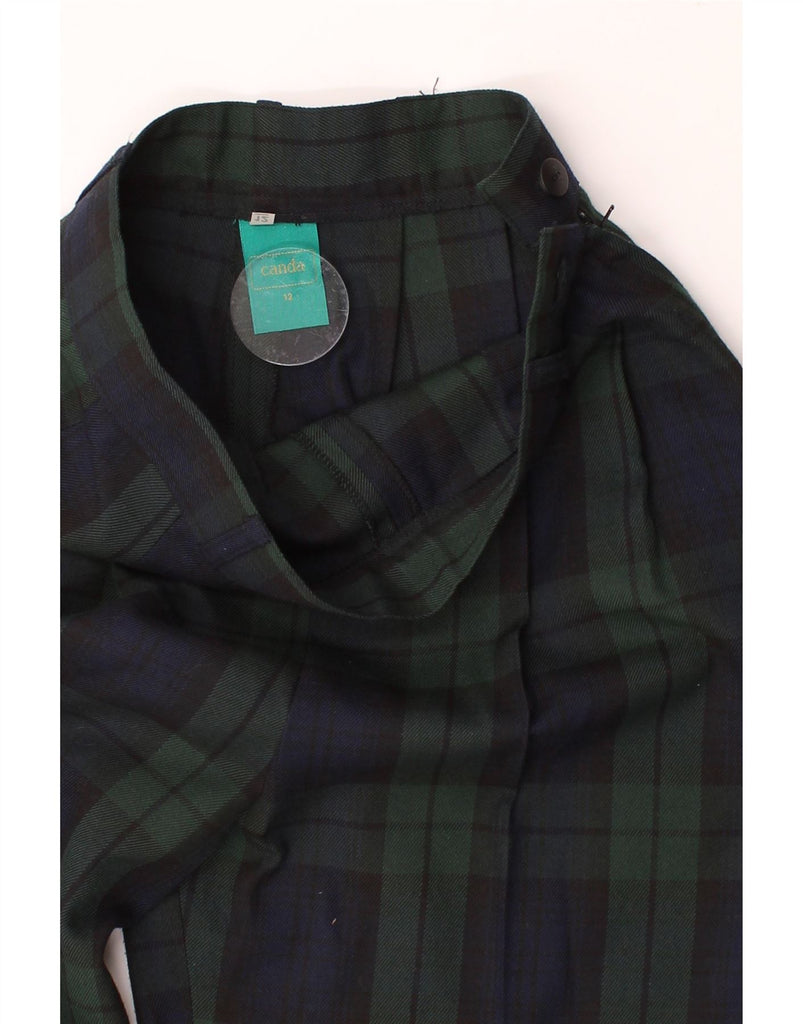 CANDA Womens High Waist Casual Trousers US 12 Large W28 L29 Green Check Vintage Canda and Second-Hand Canda from Messina Hembry 