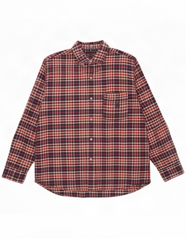 Chaps Mens Shirt XL Blue Check Cotton
