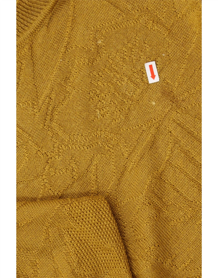 VINTAGE Womens Crew Neck Jumper Sweater UK 14 Medium Yellow