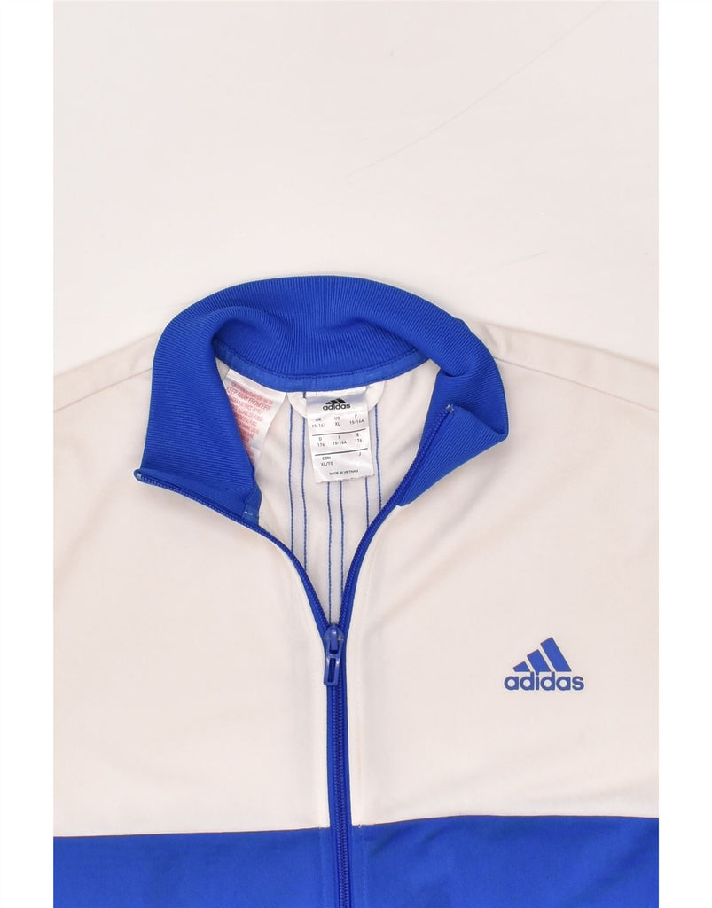 ADIDAS Boys Graphic Tracksuit Top Jacket 15-16 Years Blue Colourblock | Vintage Adidas | Thrift | Second-Hand Adidas | Used Clothing | Messina Hembry 