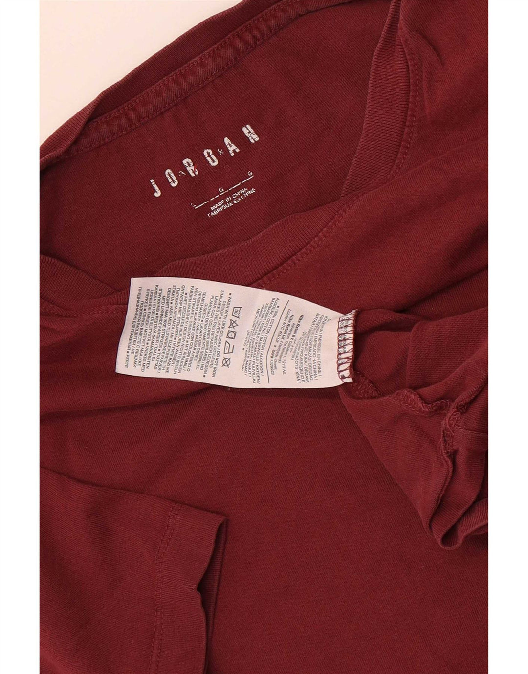Jordan Mens T-Shirt Top Large Maroon Cotton