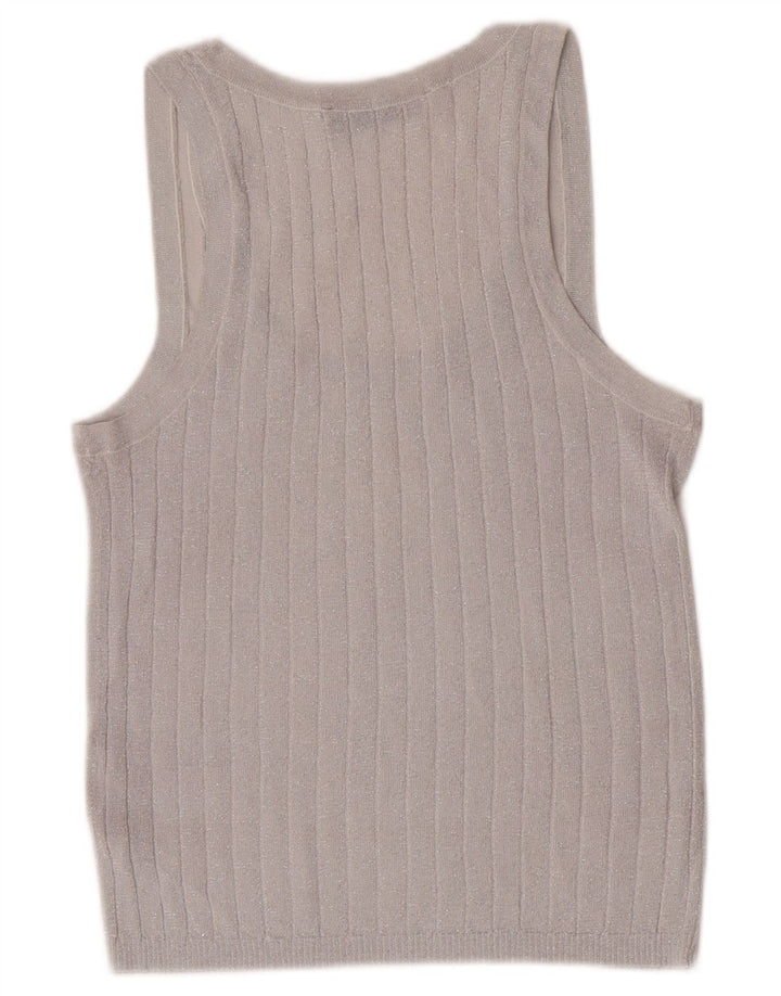 Zara Womens Vest Top UK 14 Large Silver Flecked Viscose