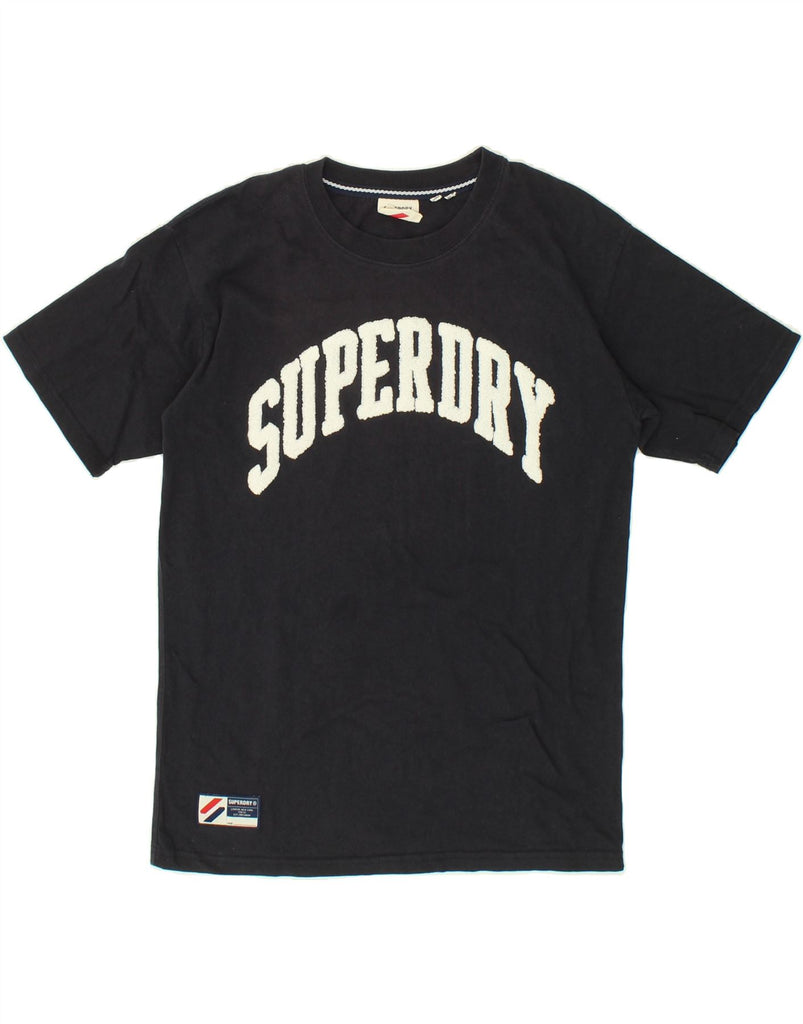 SUPERDRY Womens Graphic T-Shirt Top UK 8 Small Navy Blue Cotton | Vintage Superdry | Thrift | Second-Hand Superdry | Used Clothing | Messina Hembry 