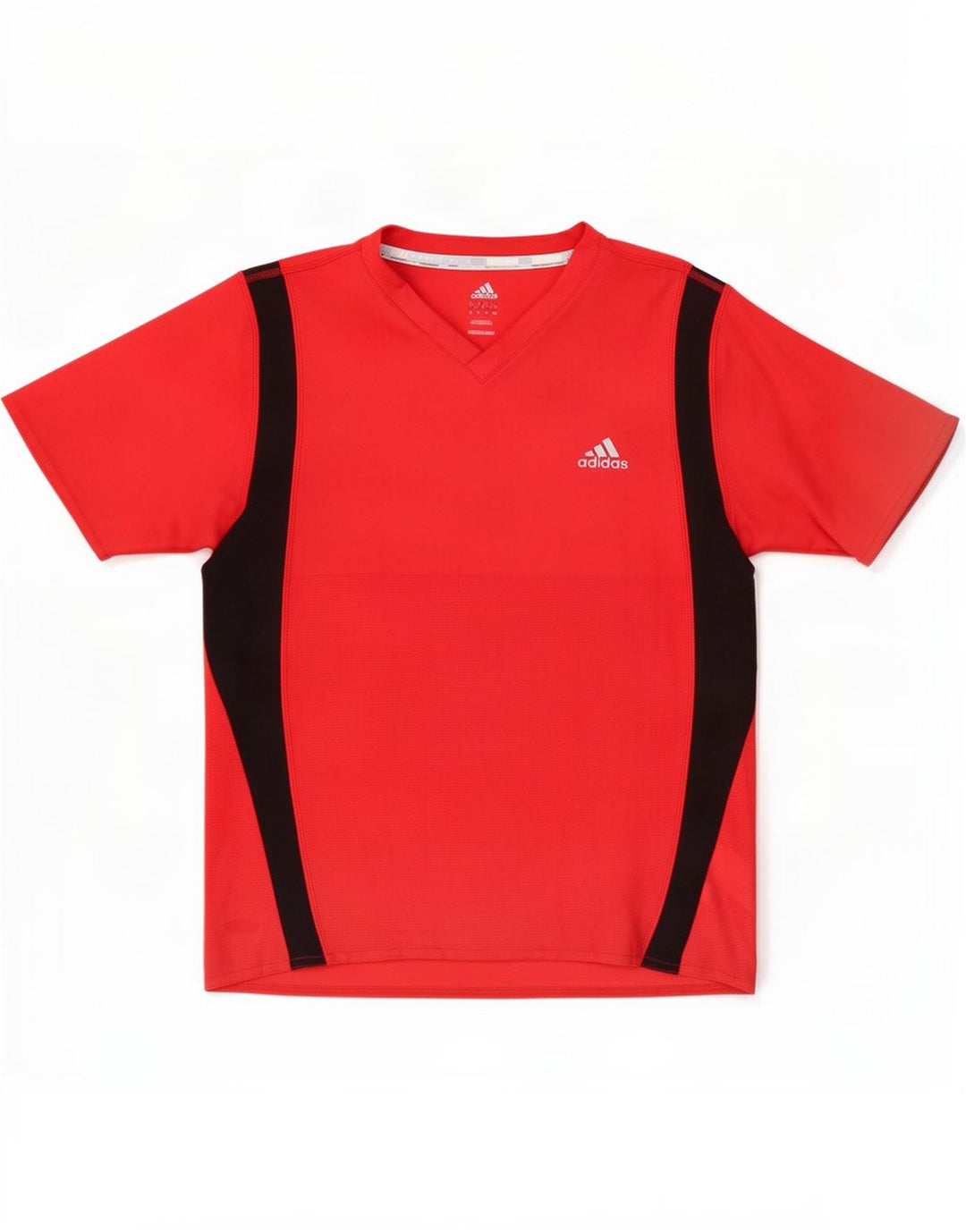 Adidas Mens T-Shirt Top Medium Red Colourblock Polyester