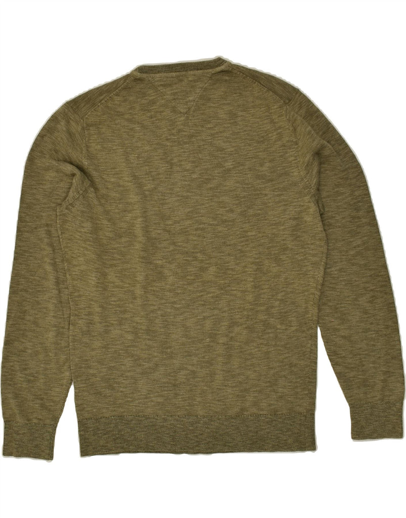 TOMMY HILFIGER Mens Crew Neck Jumper Sweater Large Khaki Flecked Cotton | Vintage Tommy Hilfiger | Thrift | Second-Hand Tommy Hilfiger | Used Clothing | Messina Hembry 