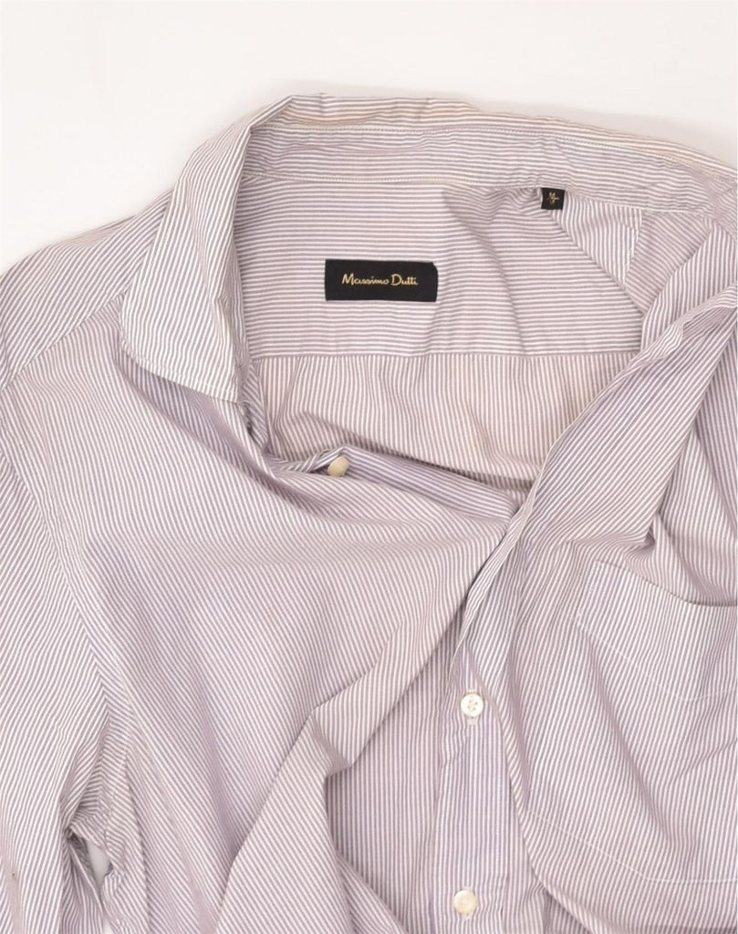 MASSIMO DUTTI Mens Shirt Medium Grey Striped Cotton | Vintage Massimo Dutti | Thrift | Second-Hand Massimo Dutti | Used Clothing | Messina Hembry 