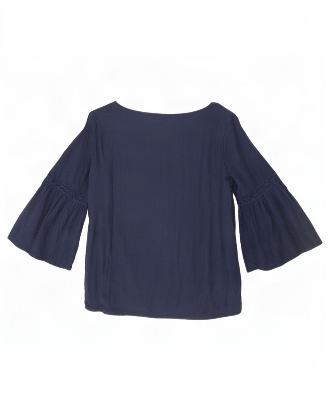Benetton Womens 3/4 Sleeve Blouse Top UK 12 Medium Navy Blue Viscose