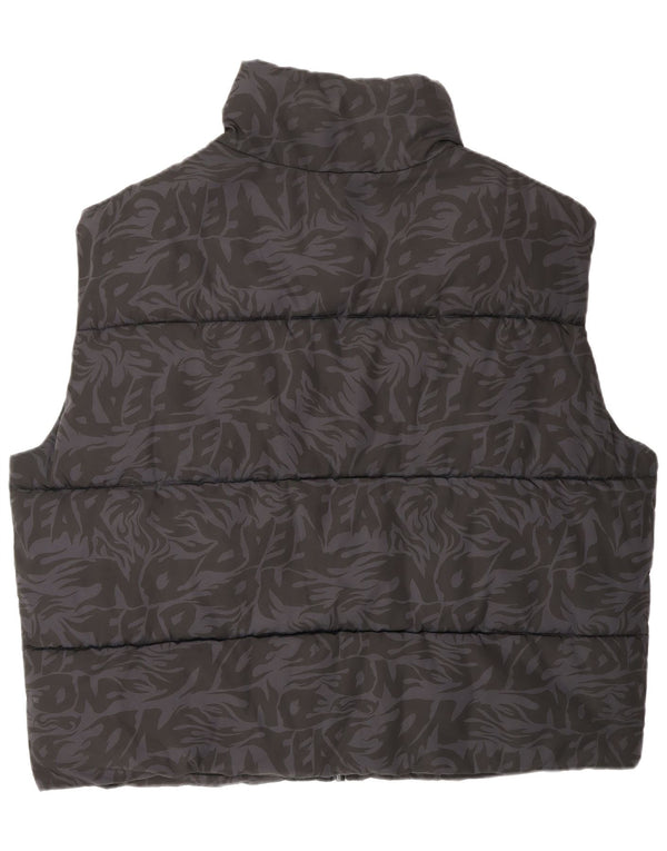 No Fear Mens Graphic Padded Gilet UK 42 XL Black Animal Print Polyester