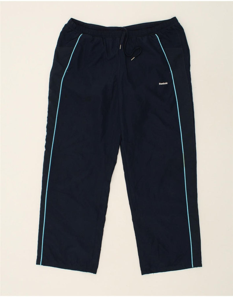 REEBOK Mens Tracksuit Trousers Large Navy Blue Polyester | Vintage Reebok | Thrift | Second-Hand Reebok | Used Clothing | Messina Hembry 