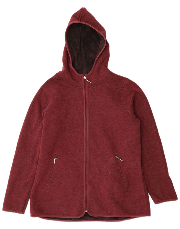 Marks & Spencer Womens Zip Hoodie Sweater UK 16 Large Burgundy Polyester