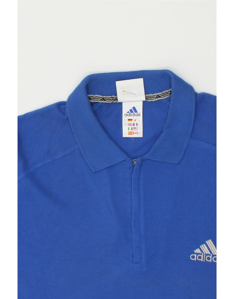 ADIDAS Mens Graphic Polo Shirt UK 42/44 Large Blue Cotton | Vintage Adidas | Thrift | Second-Hand Adidas | Used Clothing | Messina Hembry 