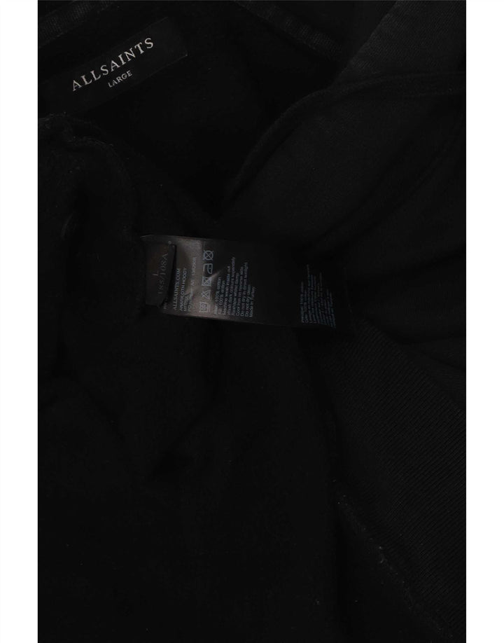 All Saints Mens Hoodie Jumper Large Black Cotton
