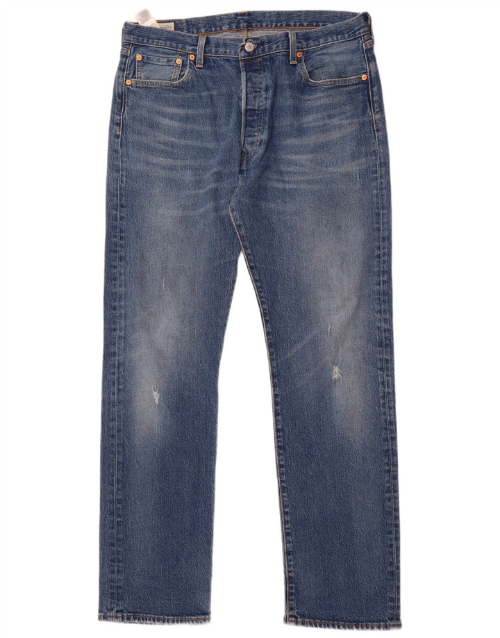Levi's Mens 501 Distressed Straight Jeans W36 L34 Blue Cotton