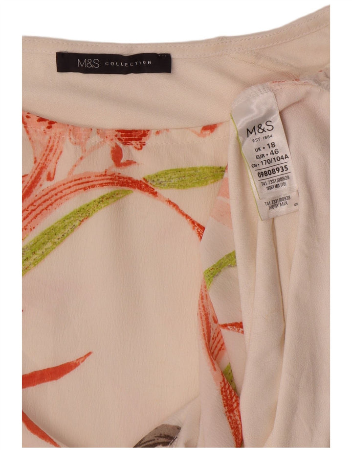 Marks & Spencer Womens Blouse Top UK 18 XL Off White Floral Polyester