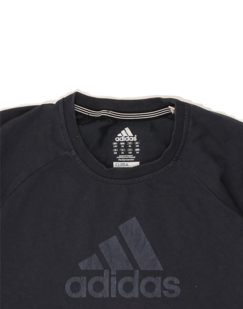 ADIDAS Boys Clima 365 Graphic T-Shirt Top 7-8 Years Navy Blue Cotton | Vintage Adidas | Thrift | Second-Hand Adidas | Used Clothing | Messina Hembry 