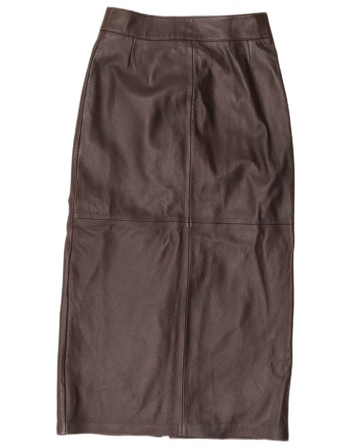 Helium Womens Maxi Leather Skirt UK 10 Small W28 Brown