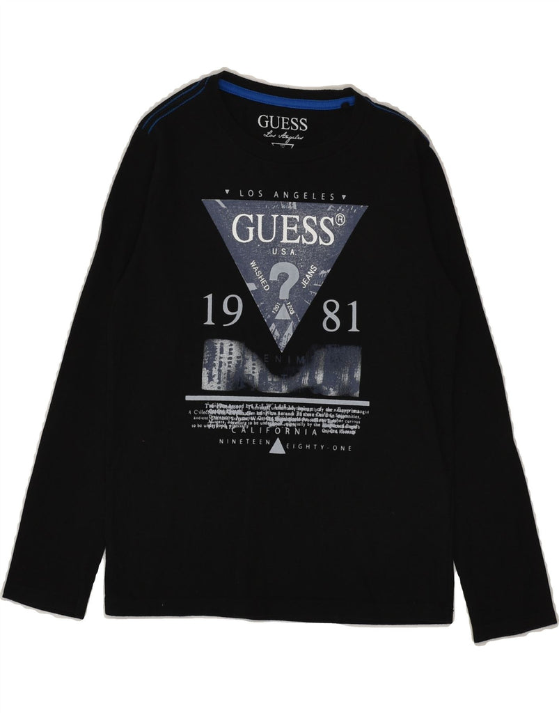 GUESS Boys Graphic Top Long Sleeve 7-8 Years Black Cotton | Vintage Guess | Thrift | Second-Hand Guess | Used Clothing | Messina Hembry 