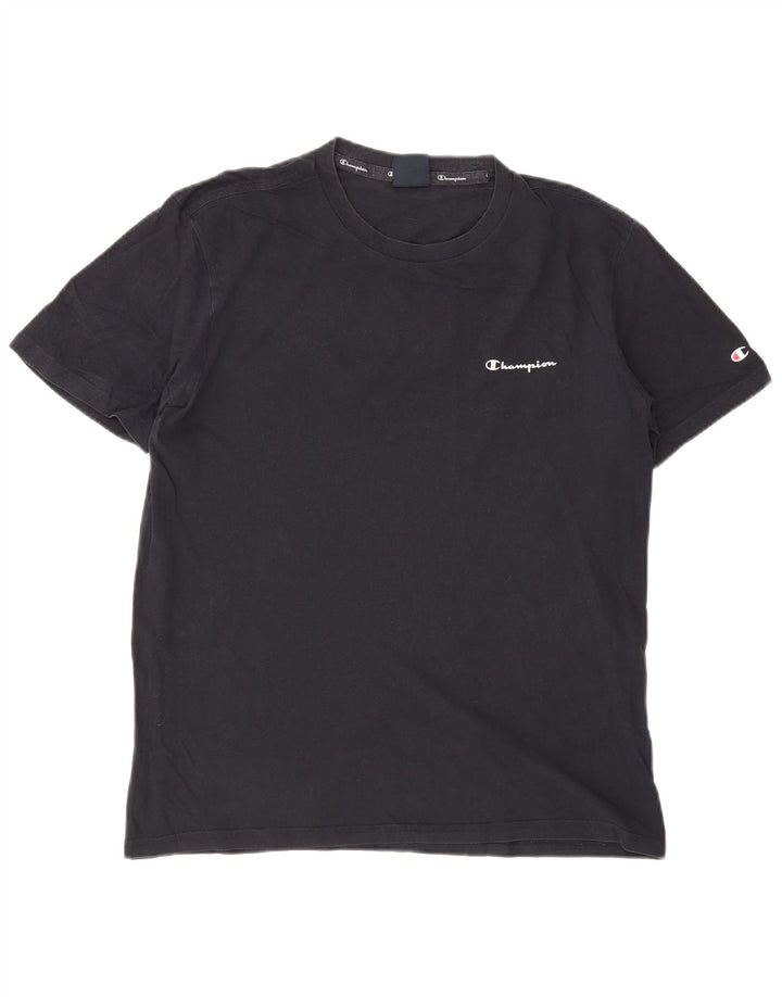CHAMPION Mens T-Shirt Top Large Navy Blue Cotton