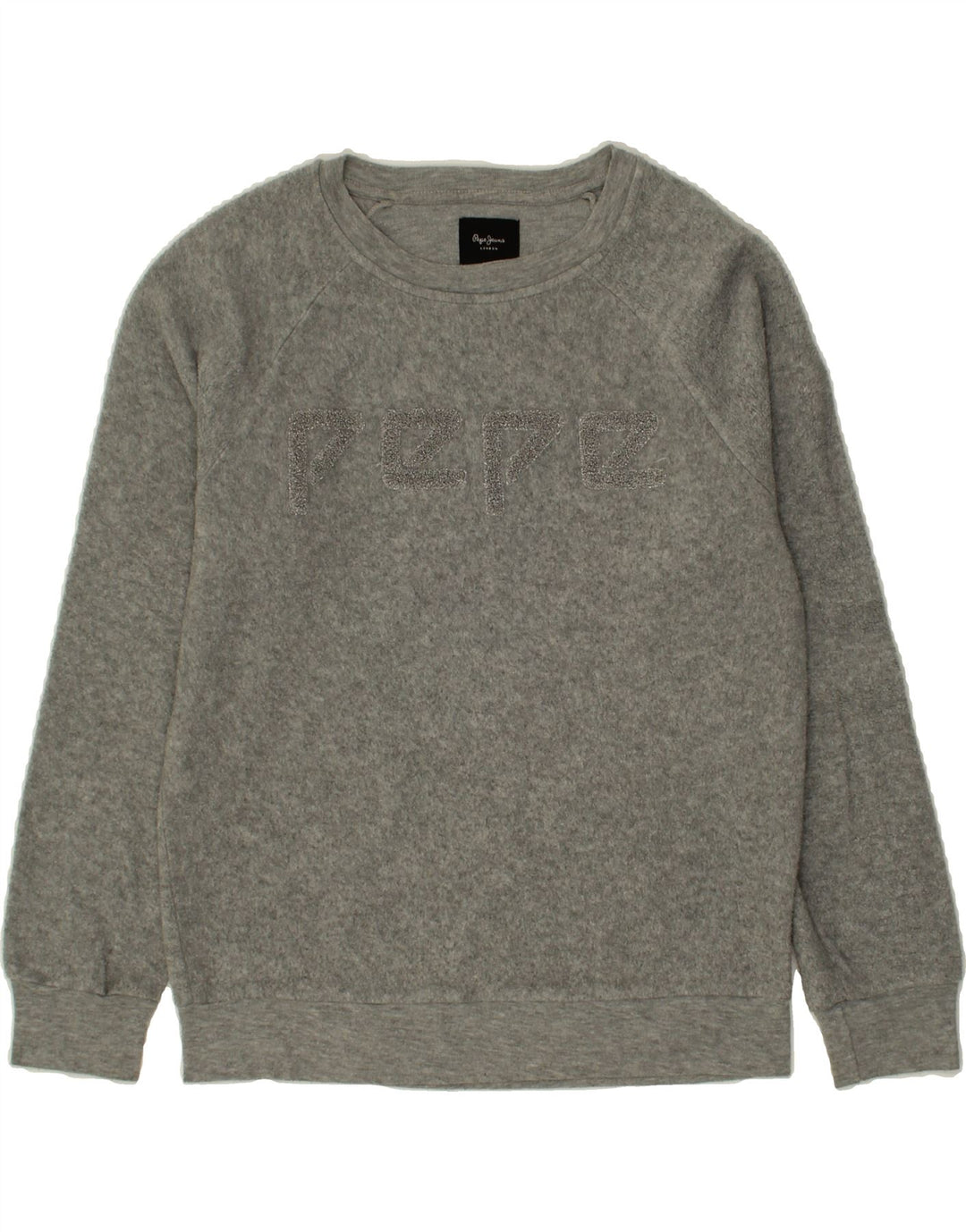 PEPE JEANS Womens Graphic Sweatshirt Jumper UK 10 Small Grey Cotton Vintage PEPE Jeans and Second-Hand PEPE Jeans from Messina Hembry 