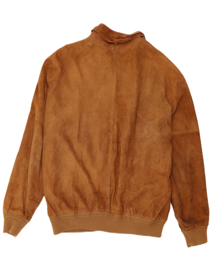 Vintage Mens Suede Bomber Jacket UK 42 XL Brown Leather