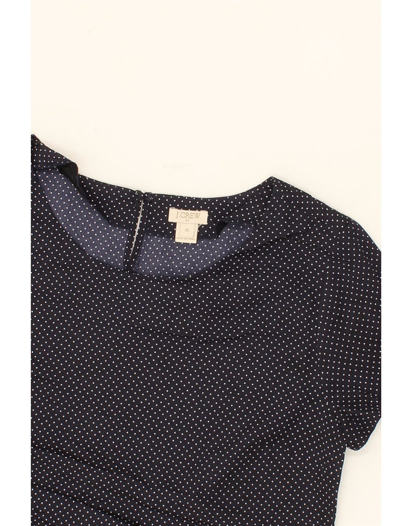 J. CREW Womens Loose Fit Blouse Top UK 6 XS Navy Blue Polka Dot Polyester Vintage J. Crew and Second-Hand J. Crew from Messina Hembry 
