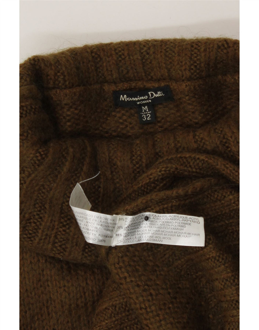 Massimo Dutti Womens Roll Neck Jumper Sweater UK 12 Medium Khaki Acrylic