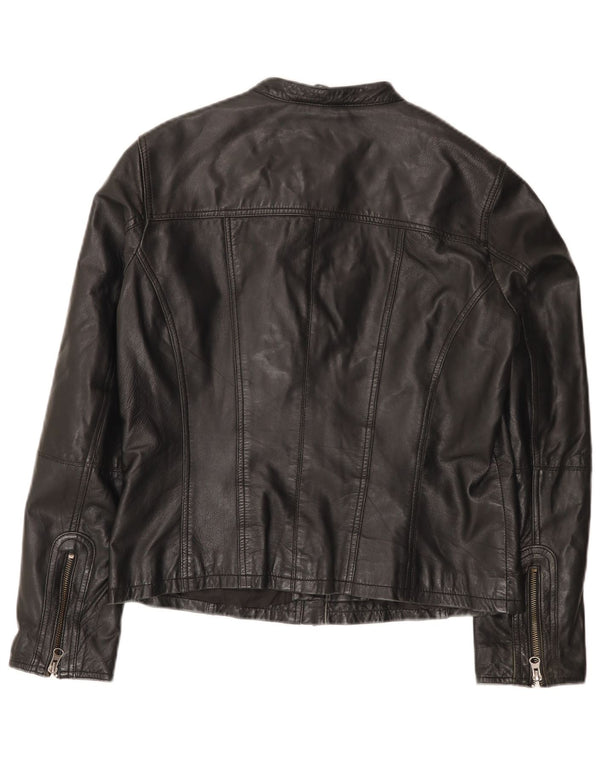 Vintage Womens Leather Biker Jacket UK 14 Large Black Leather