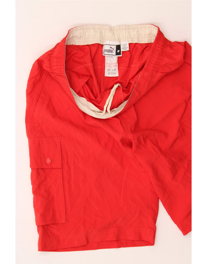 PUMA Womens Cargo Shorts Medium W32  Red Polyester Vintage Puma and Second-Hand Puma from Messina Hembry 