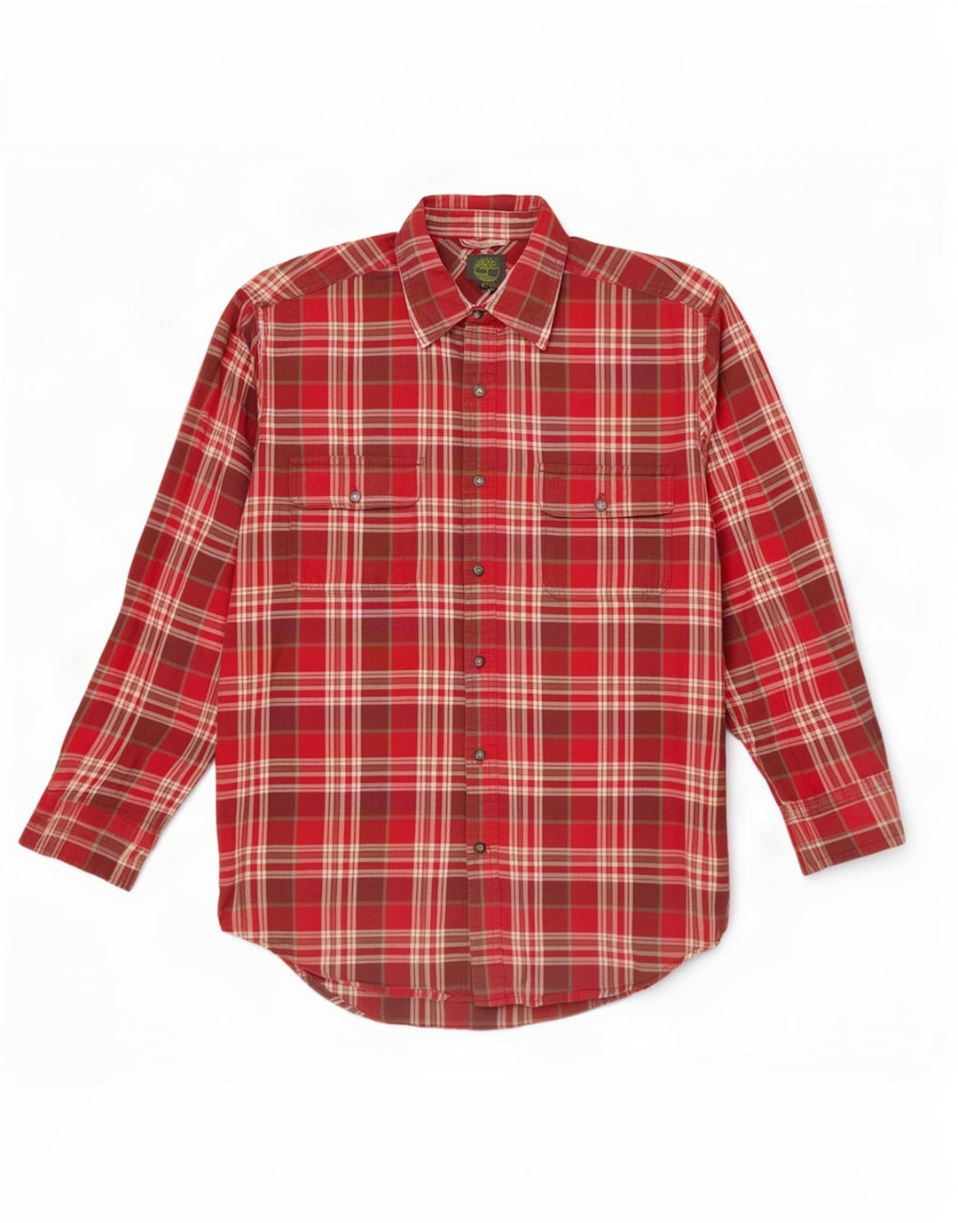 Timberland Womens Flannel Shirt UK 14 Medium Red Plaid Cotton