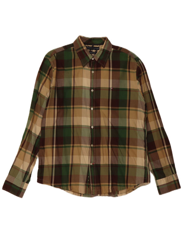 Tommy Hilfiger Mens Flannel Shirt Large Green Check Cotton 80s