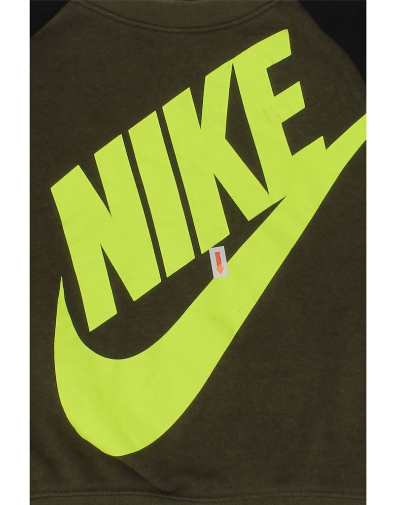 NIKE Boys Graphic Sweatshirt Jumper 3-4 Years Green Colourblock Cotton | Vintage Nike | Thrift | Second-Hand Nike | Used Clothing | Messina Hembry 