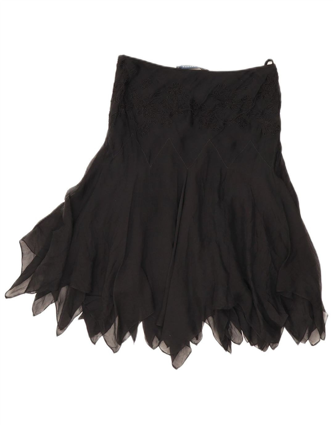 RALPH LAUREN Womens Asymmetrical Skirt US 6 Medium W28 Black Silk