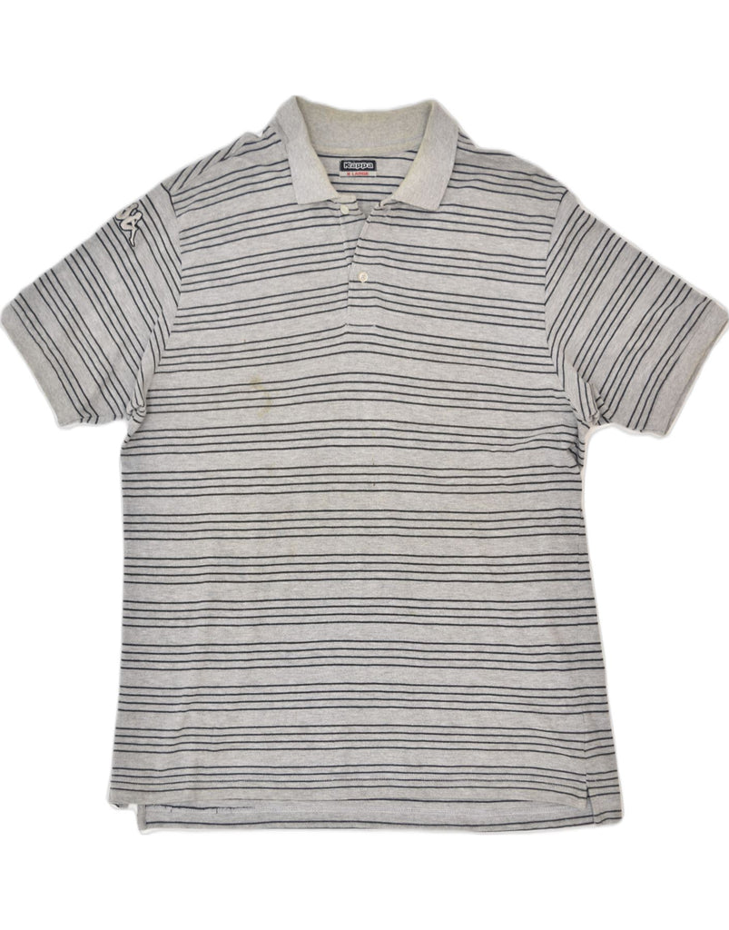 KAPPA Mens Polo Shirt XL Grey Striped Cotton Classic | Vintage | Thrift | Second-Hand | Used Clothing | Messina Hembry 