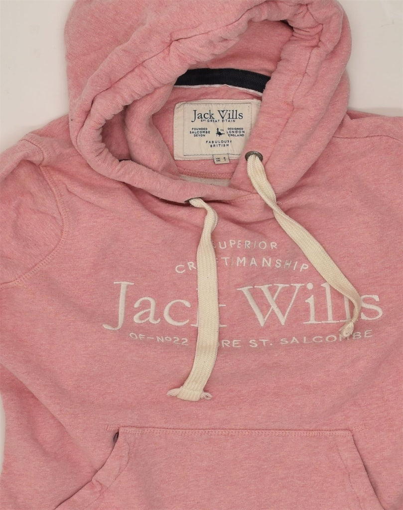 JACK WILLS Womens Graphic Hoodie Jumper UK 8 Small Pink Cotton | Vintage Jack Wills | Thrift | Second-Hand Jack Wills | Used Clothing | Messina Hembry 