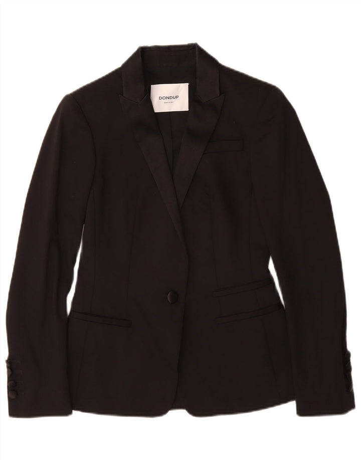 Dondup Womens 1 Button Blazer Jacket IT 38 XS Black Cotton