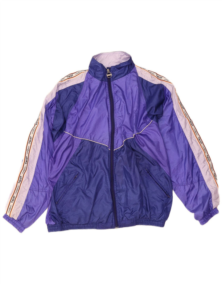 Vintage Mens Graphic Tracksuit Top Jacket Large Purple Colourblock