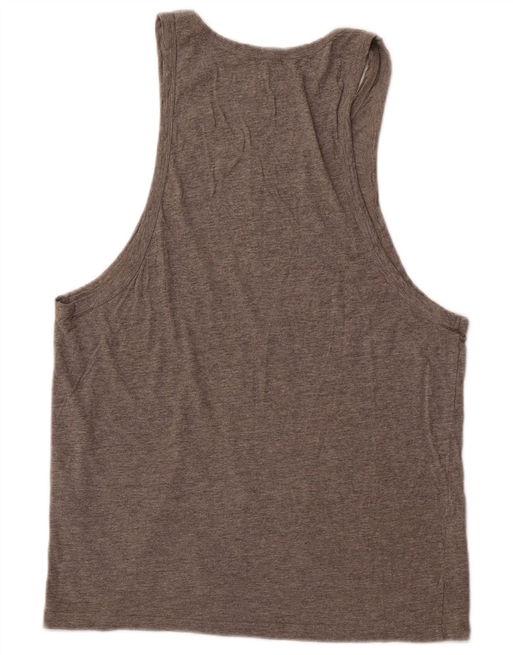 JACK & JONES Mens Graphic Vest Top Large Grey Flecked Cotton