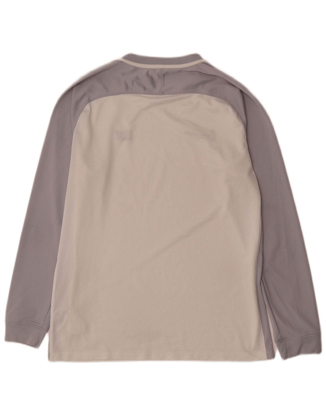 Nike Mens Dri Fit Graphic Top Long Sleeve Large White Colourblock Polyester