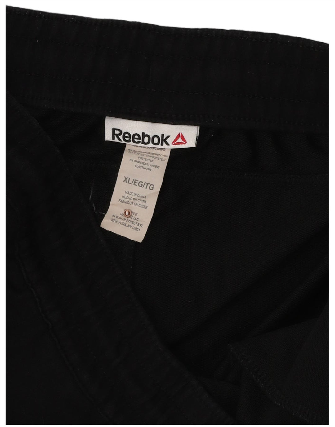 REEBOK Mens Tracksuit Trousers Joggers XL Black Cotton