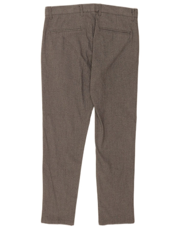 Zara Mens Slim Chino Trousers EU 38 Small W30 L27 Grey Polyester
